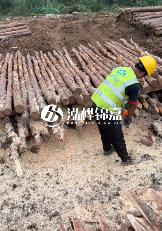 江蘇打樁木源頭廠(chǎng)家泓樺錦嘉-2.5米大頭10CM多少錢(qián)一根？